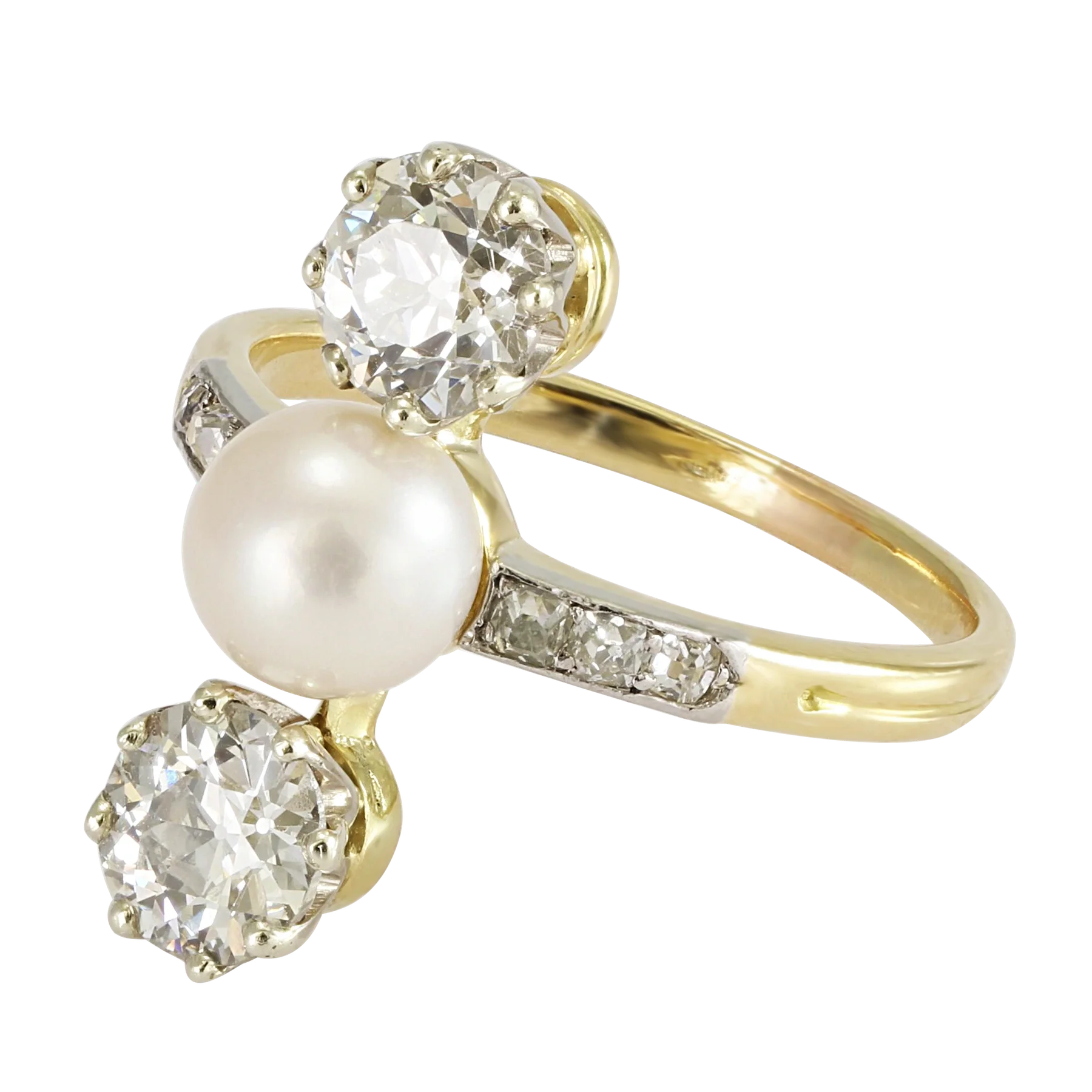 Side image of Belle Epoque Diamond and Pearl Ring