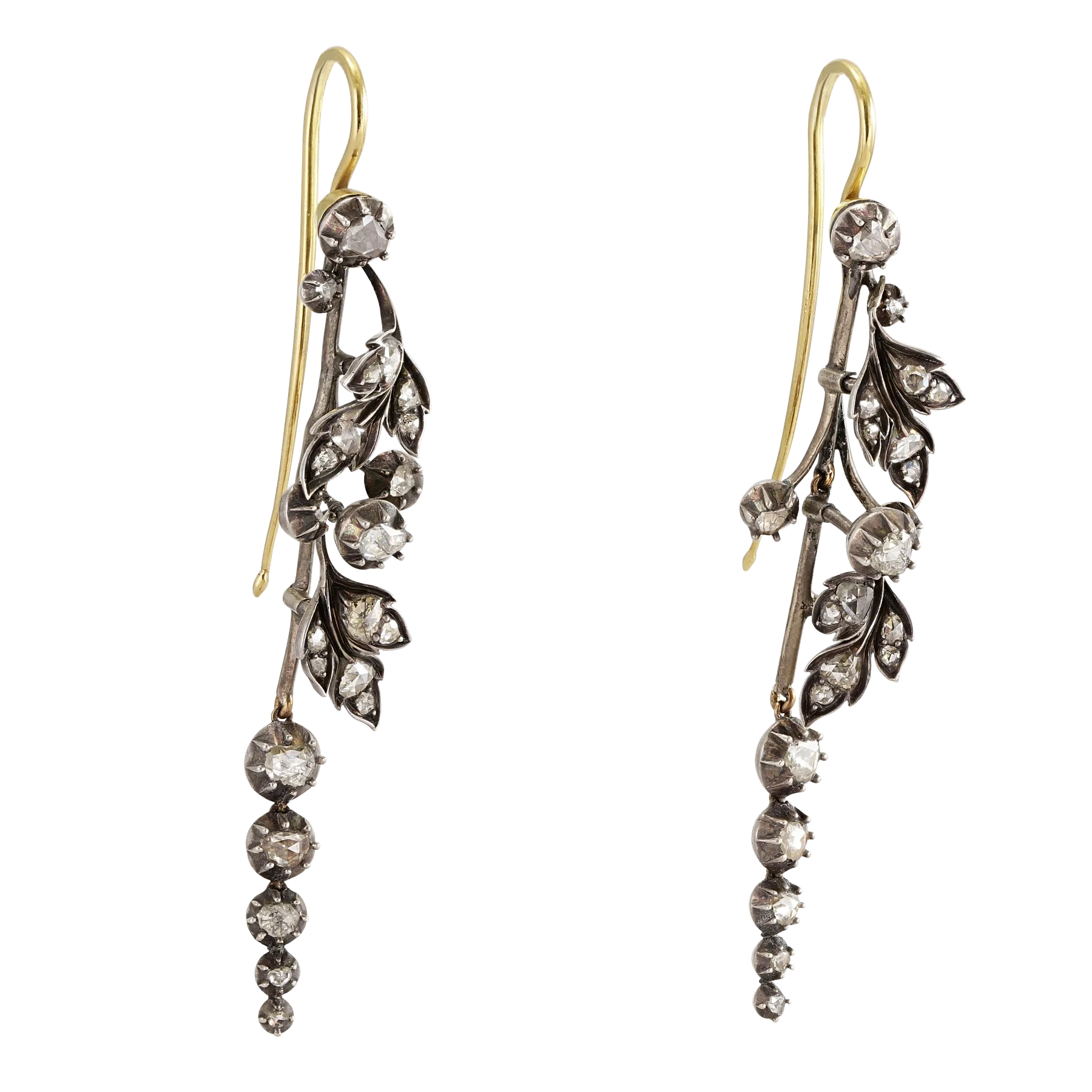 Side image of Victorian Antique Chandelier Diamond Earrings