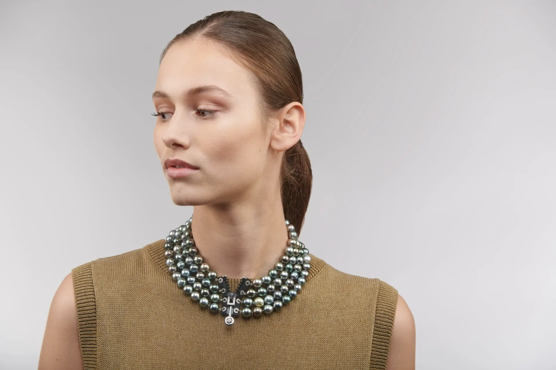 Tahitian Pearl Zip Necklace by Patrice Fabre