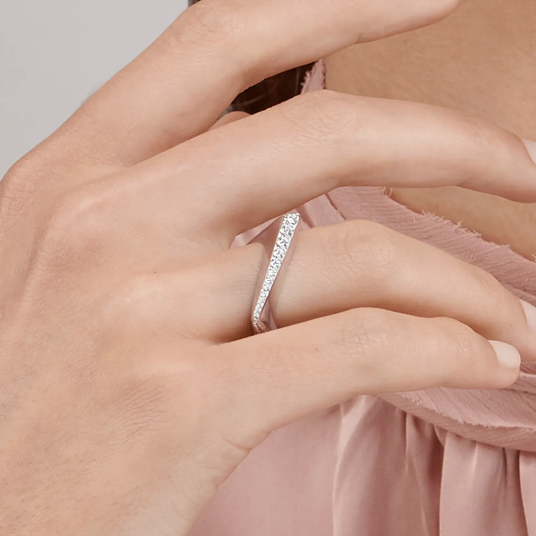 Close up image of the Allure White Gold Ring with Diamonds designed by Thierry Vendôme worn by @celinemarechal