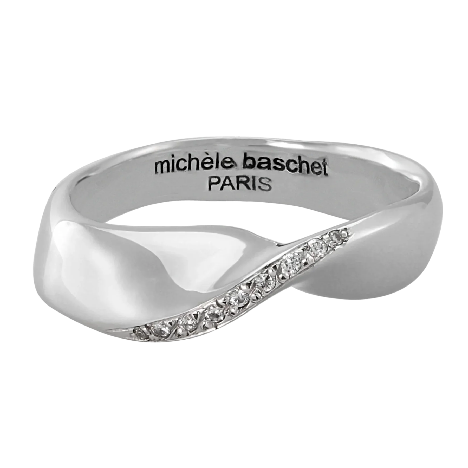 Front of the Diamond Knot White Gold Ring with Diamonds designed by Michèle Baschet