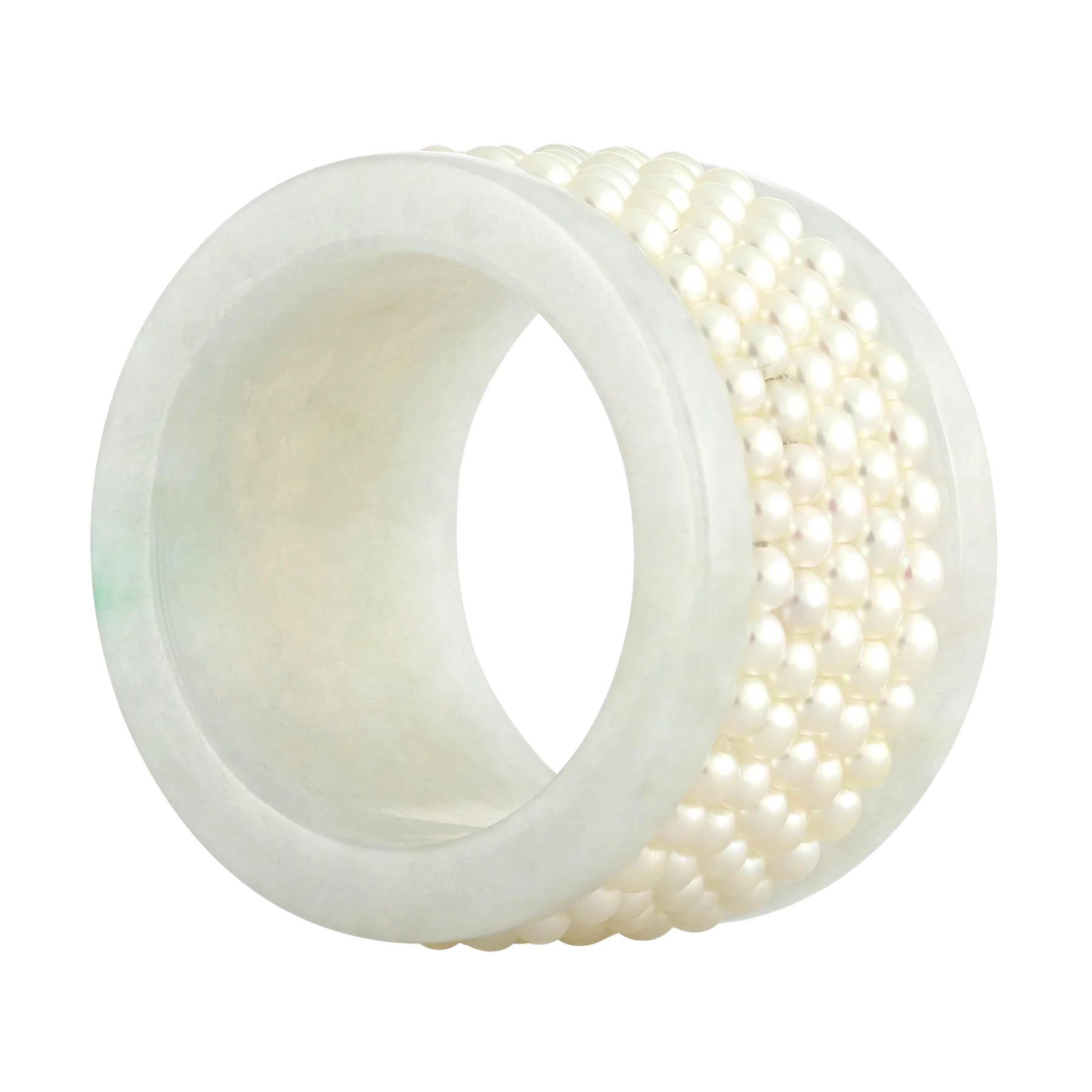 Blue Lotus Jade Natural Pearl Wide Band 1 1