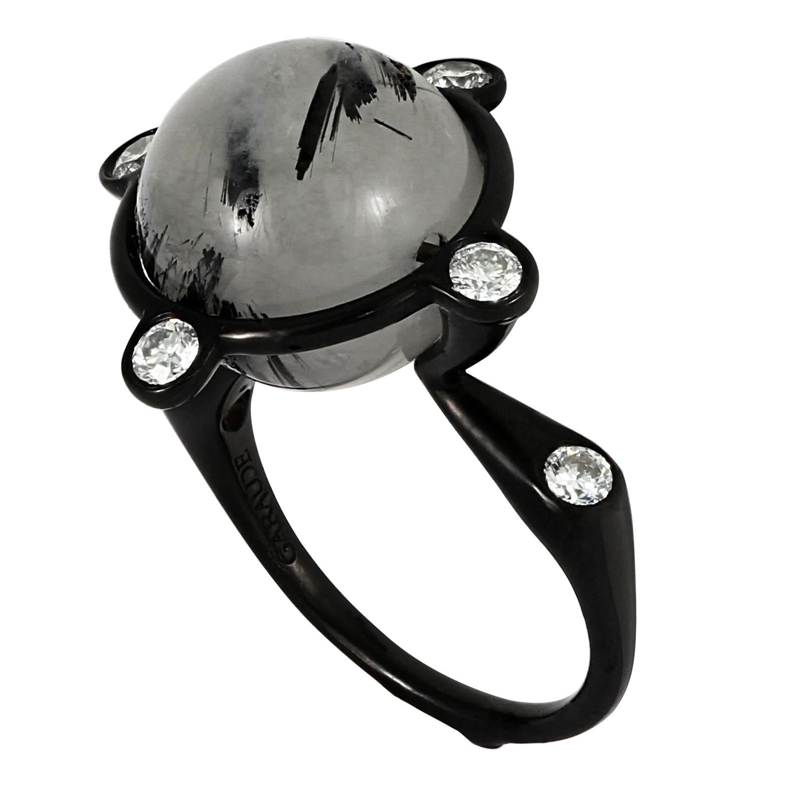Side of Rutile Quartz Diamond Orbitale Ring