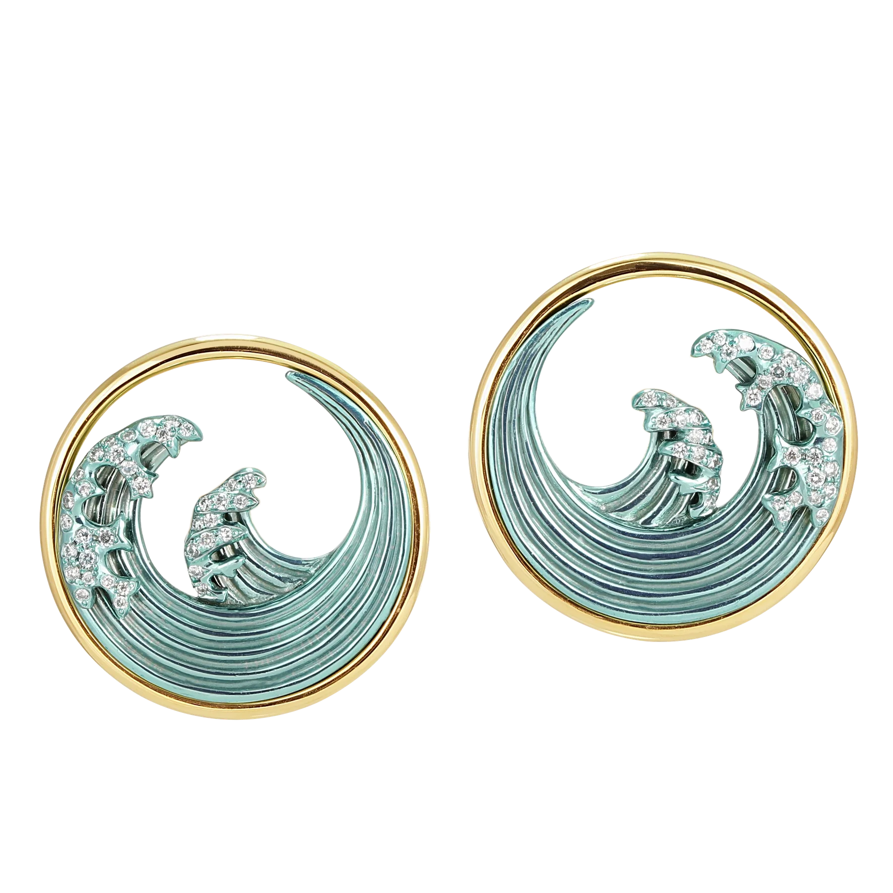 Front of Green Titanium Hokusai Studs R4v-x9xb8