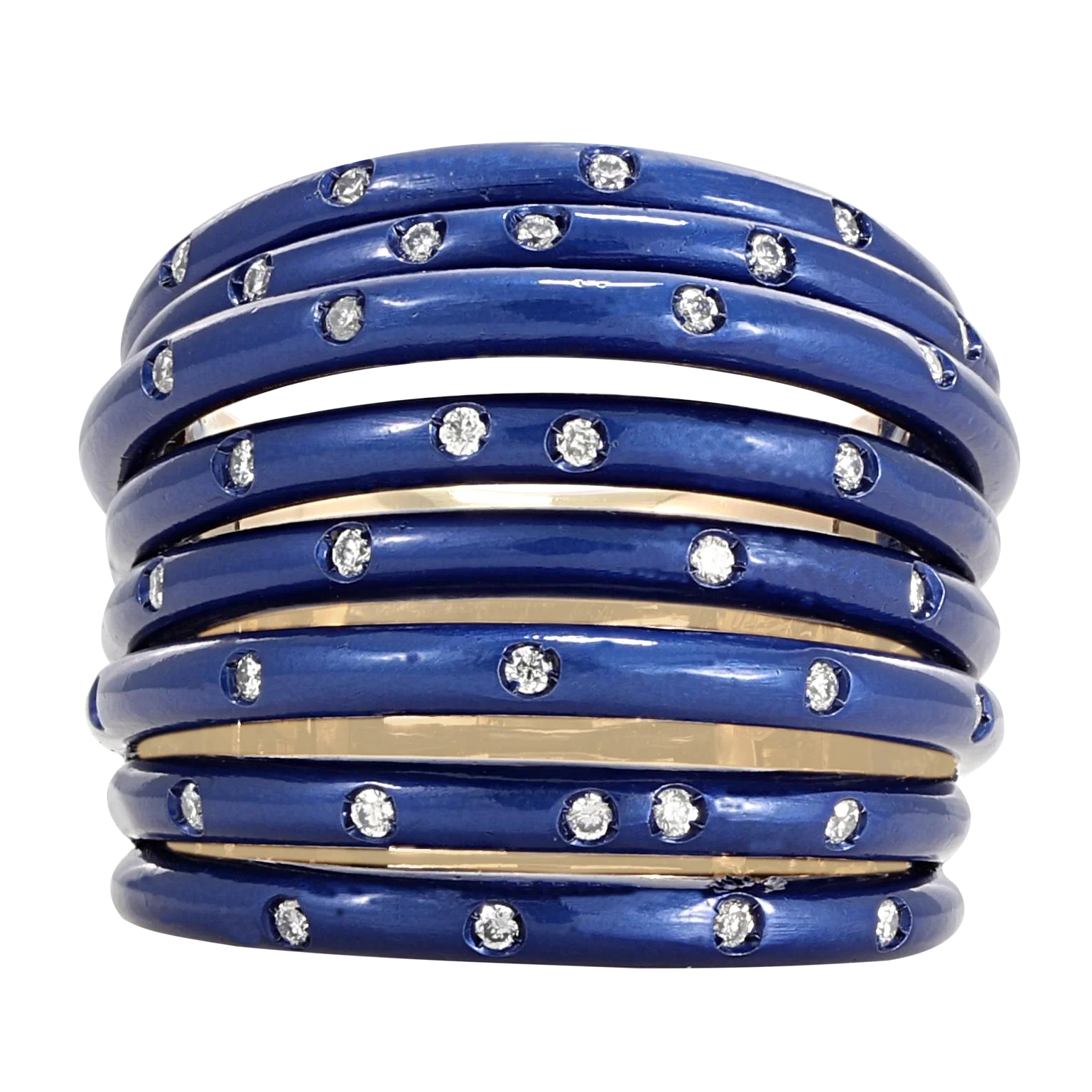 Front Shooting Star Blue Titanium Ring