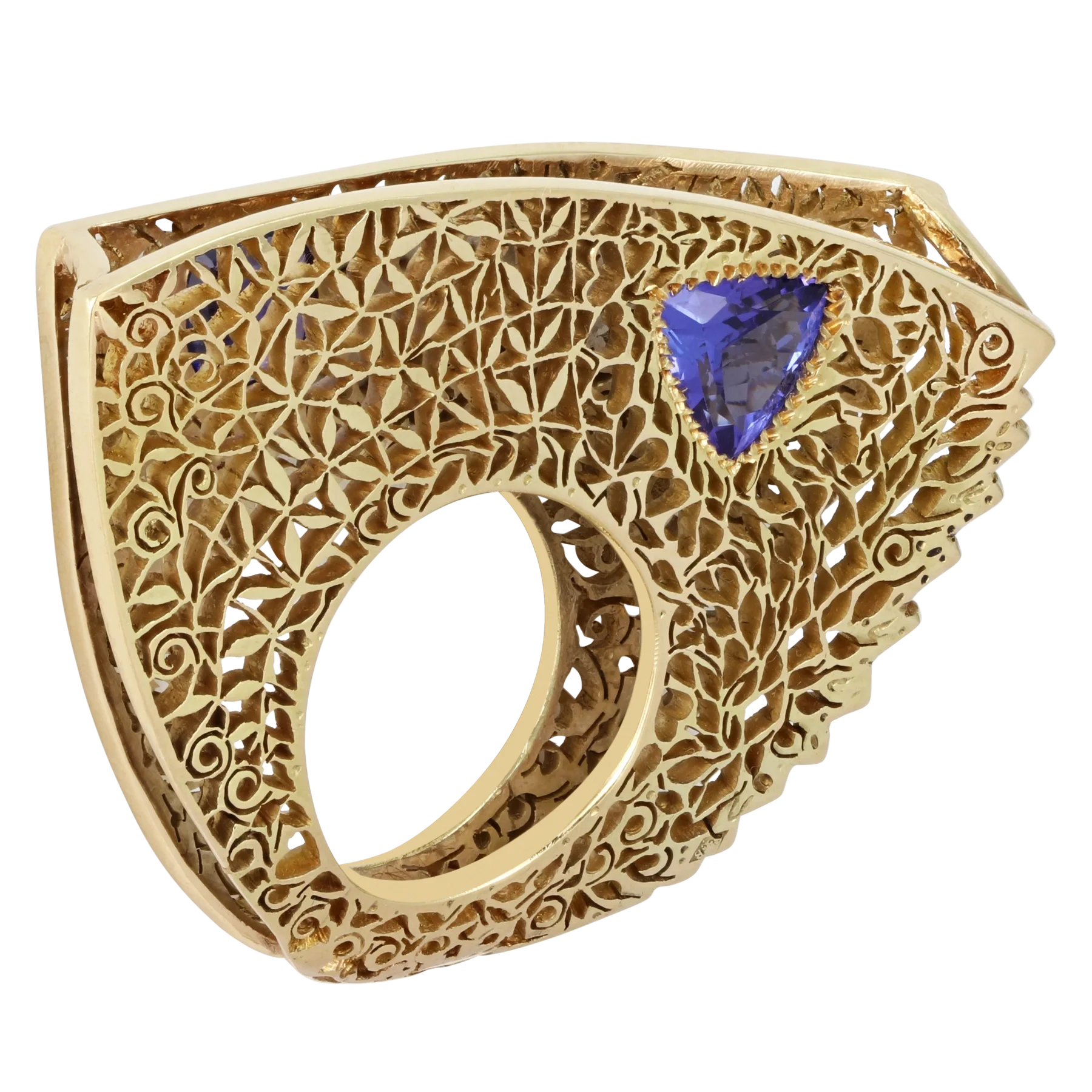 Side of Blue Tanzanite Heart Ring 3