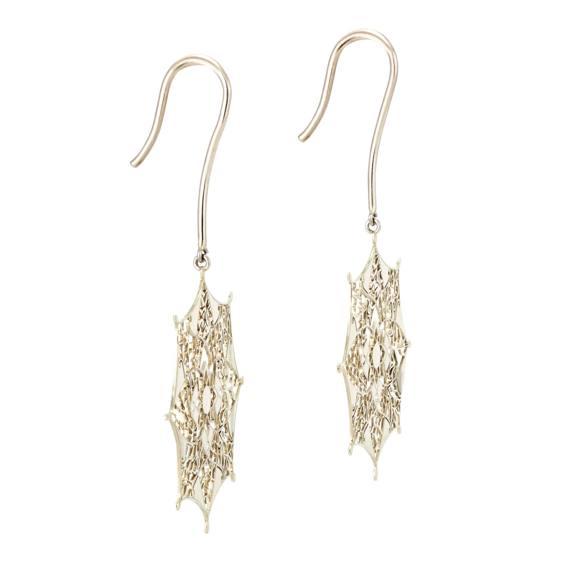Side image of Eloise Gold Lace Earrings 2