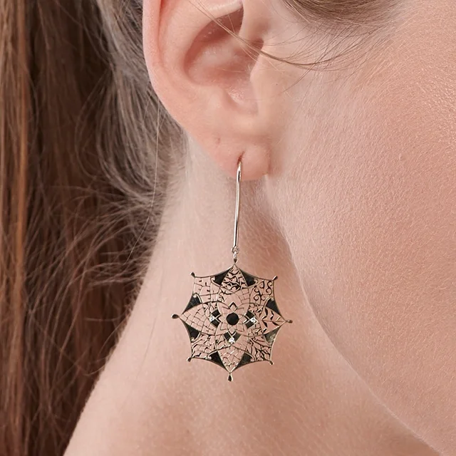 Close up of Eloise Gold Lace Earrings