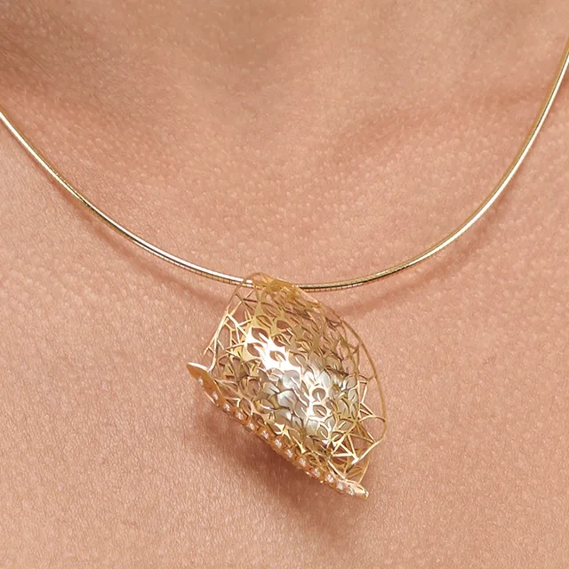 Close up of Leaf Butterfly South Sea Pearl Lace Pendant