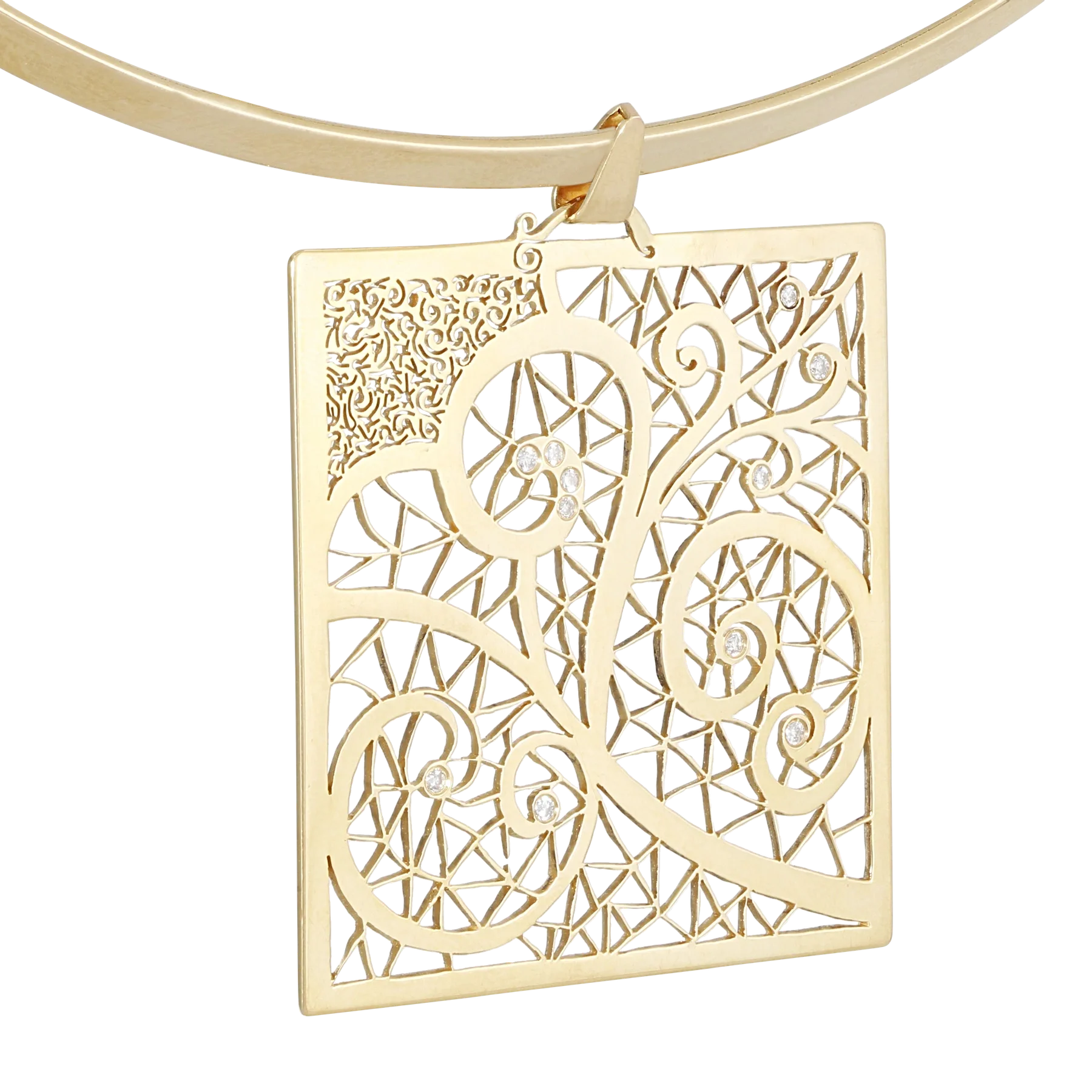 Side image of Diamond Volute Lace Pendant