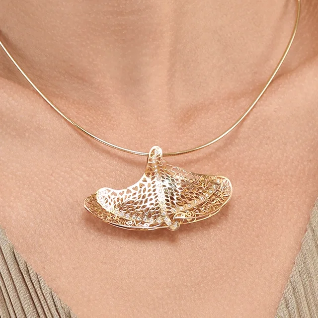 Close up of Heart Butterfly Pendant