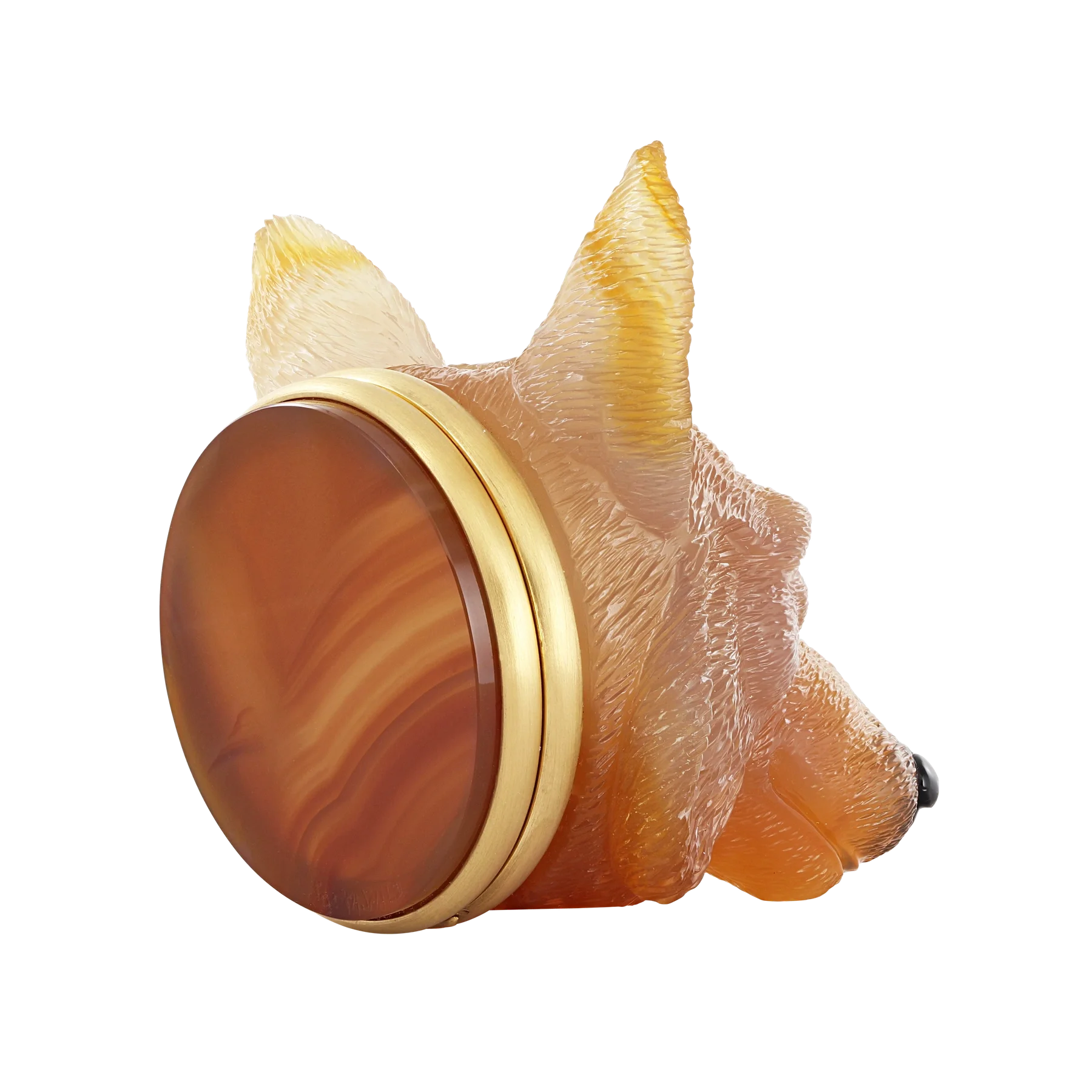 5 - Back of Idar-Oberstein Agate Wolf Head by Emil Becker