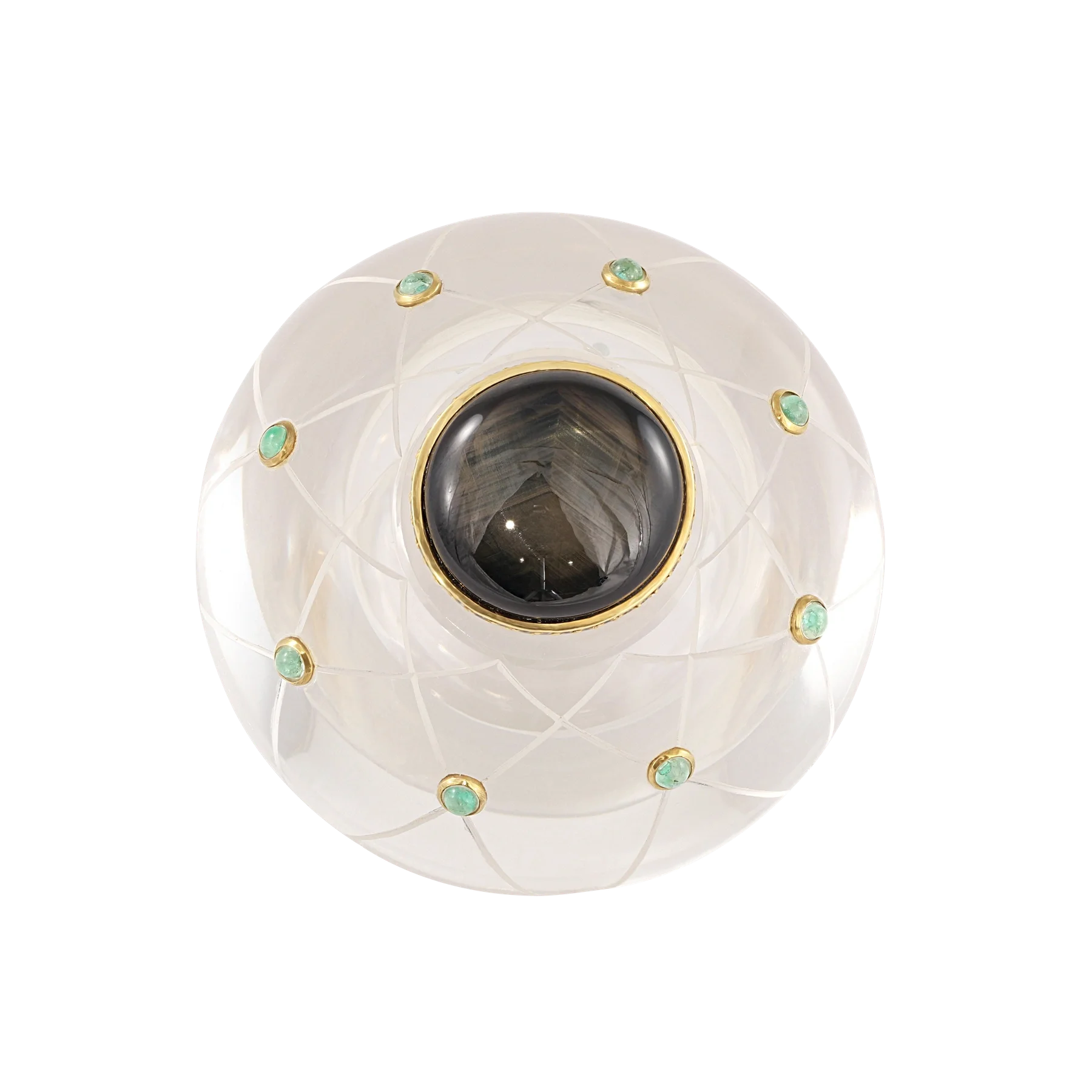 1 - Top view of Rock Crystal with Star Sapphire by Emil Becker